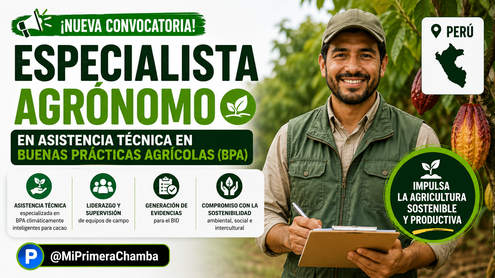 ESPECIALISTA AGRÓNOMO EN ASISTENCIA TÉCNICA EN BUENA PRÁCTICAS AGRÍCOLAS (BPA)